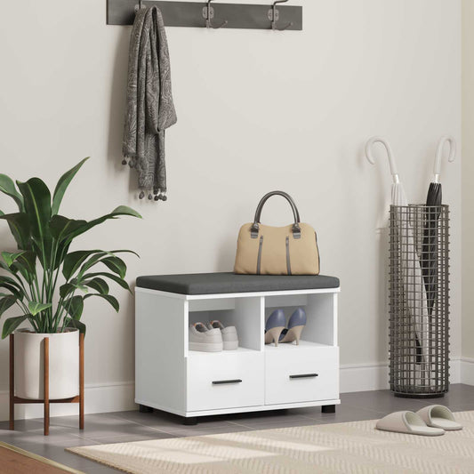 Halbank Wit 60 x 38 x 46 cm Bewerkt hout en stof is nu te koop bij PeponiXL, paradijselijk wonen!