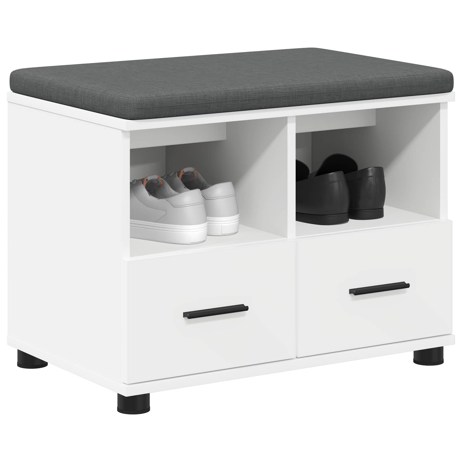 Halbank Wit 60 x 38 x 46 cm Bewerkt hout en stof is nu te koop bij PeponiXL, paradijselijk wonen!