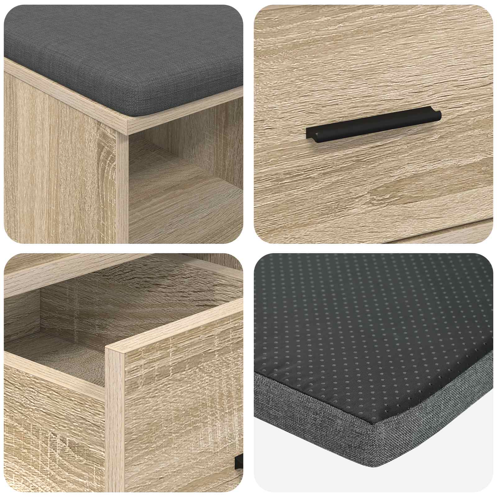 Halbank met kussen met lade Sonoma Eiken 60 x 38 x 46 cm is nu te koop bij PeponiXL, paradijselijk wonen!