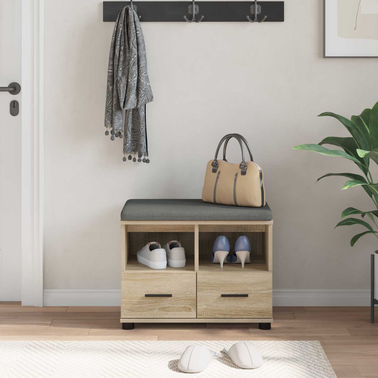 Halbank met kussen met lade Sonoma Eiken 60 x 38 x 46 cm is nu te koop bij PeponiXL, paradijselijk wonen!