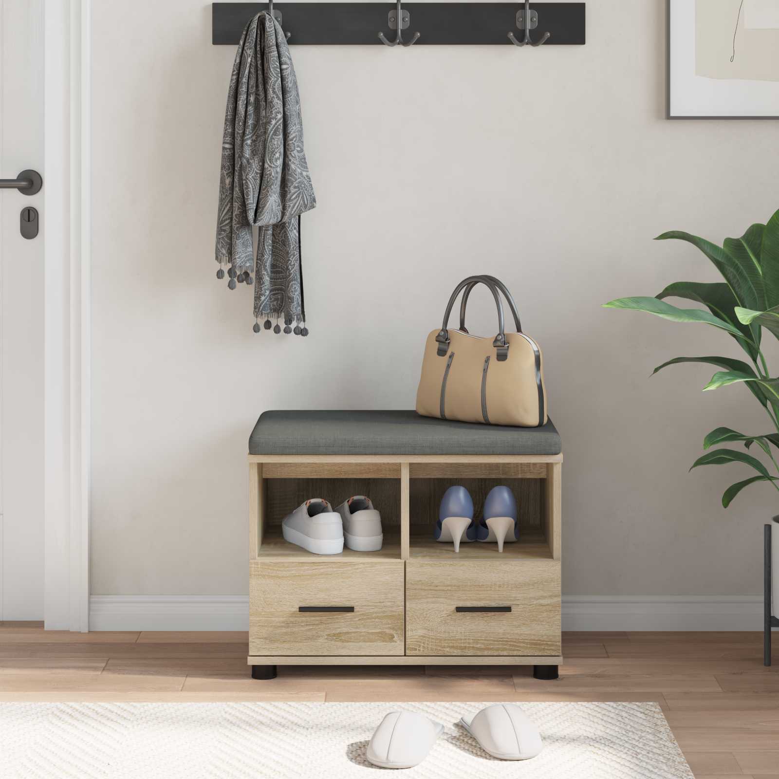 Halbank met kussen met lade Sonoma Eiken 60 x 38 x 46 cm is nu te koop bij PeponiXL, paradijselijk wonen!