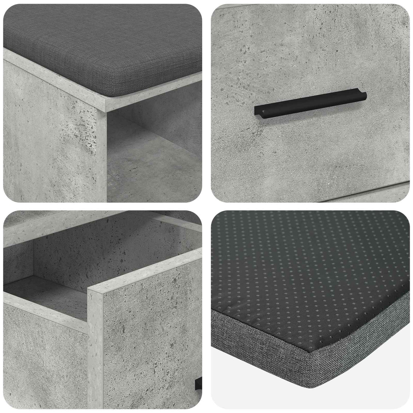 Halbank met kussen met lade Beton Grijs 60 x 38 x 46 cm is nu te koop bij PeponiXL, paradijselijk wonen!