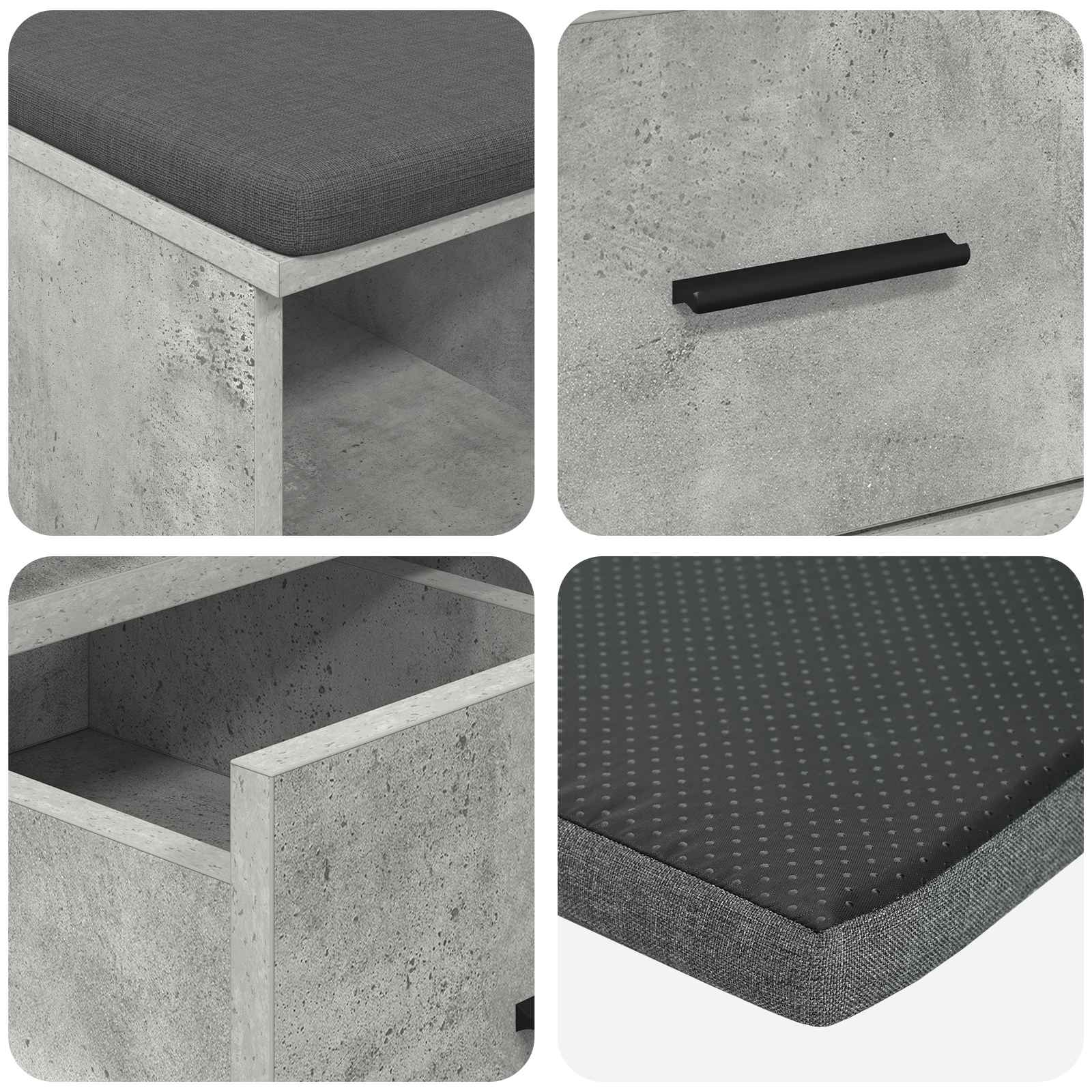 Halbank met kussen met lade Beton Grijs 60 x 38 x 46 cm is nu te koop bij PeponiXL, paradijselijk wonen!