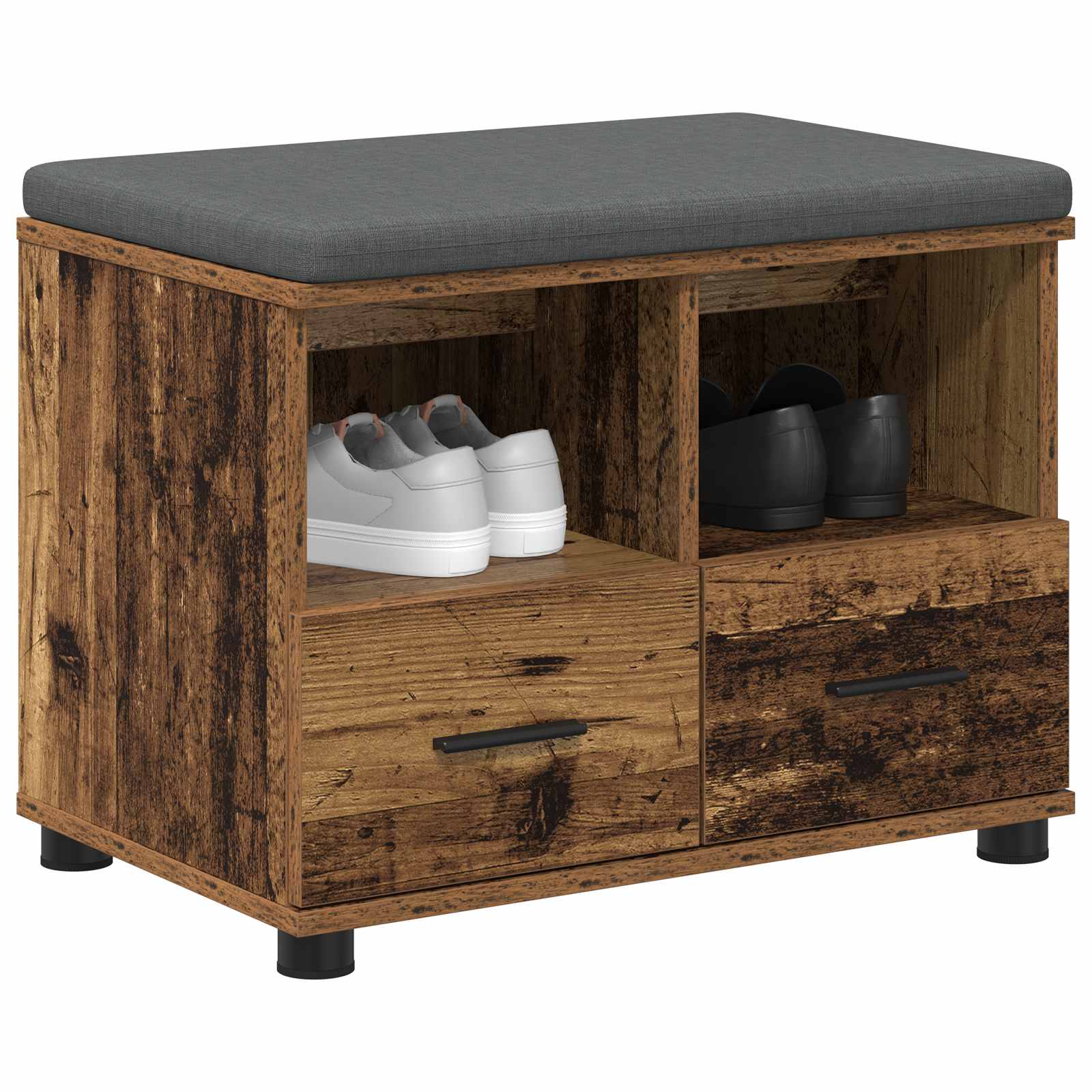 Halbank Oudhout 60 x 38 x 46 cm Geïndustrialiseerd hout en stof is nu te koop bij PeponiXL, paradijselijk wonen!