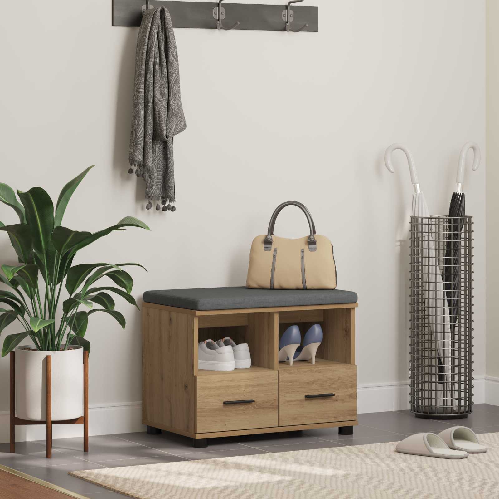 Halbank met kussen met lade Artisan Eik 60 x 38 x 46 cm is nu te koop bij PeponiXL, paradijselijk wonen!