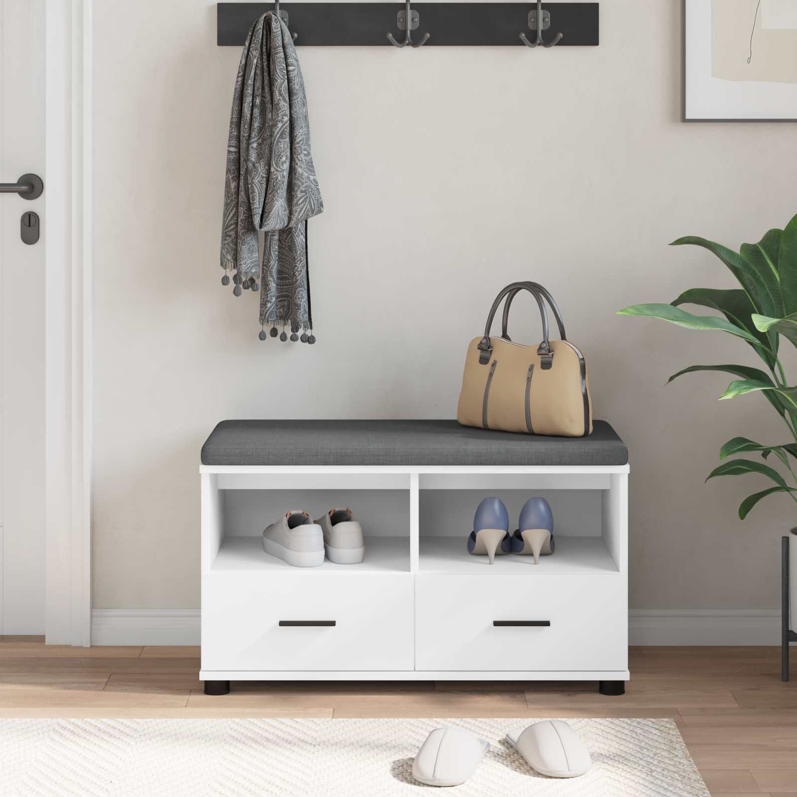 Halbank Wit 80 x 38 x 46 cm Geïndustrialiseerd hout en stof is nu te koop bij PeponiXL, paradijselijk wonen!