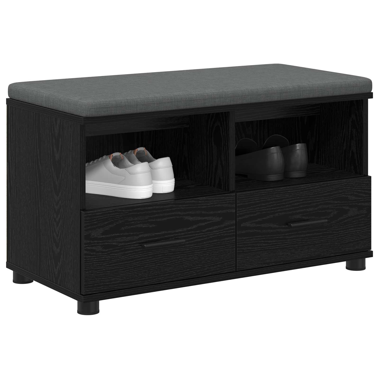 Halbank met kussen met lade Zwarte Eik 80 x 38 x 46 cm is nu te koop bij PeponiXL, paradijselijk wonen!