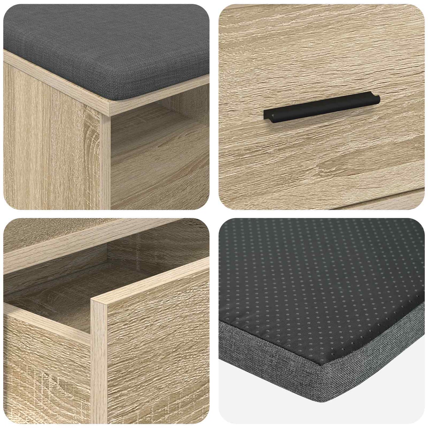 Halbank met kussen met lade Sonoma Eiken 80 x 38 x 46 cm is nu te koop bij PeponiXL, paradijselijk wonen!