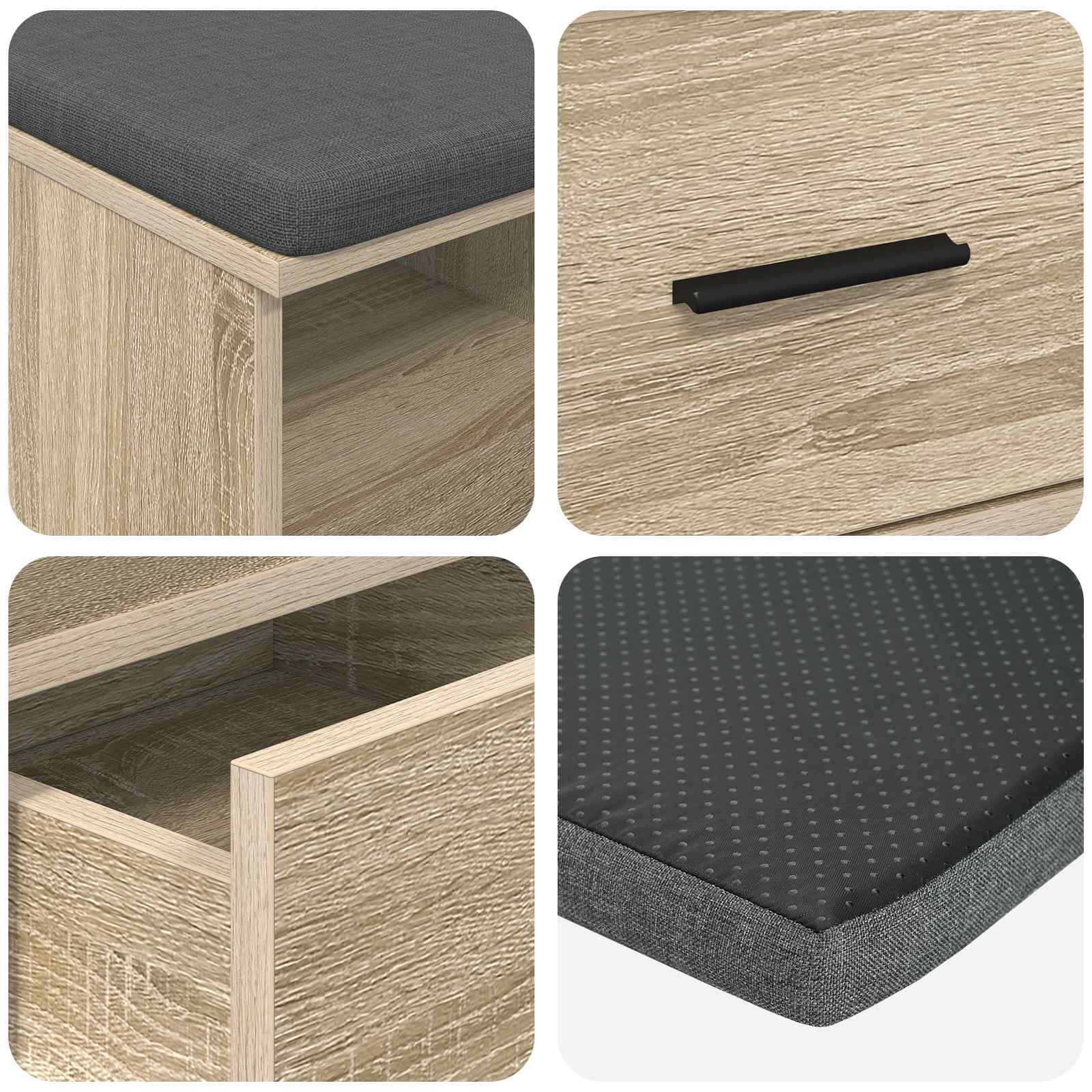 Halbank met kussen met lade Sonoma Eiken 80 x 38 x 46 cm is nu te koop bij PeponiXL, paradijselijk wonen!