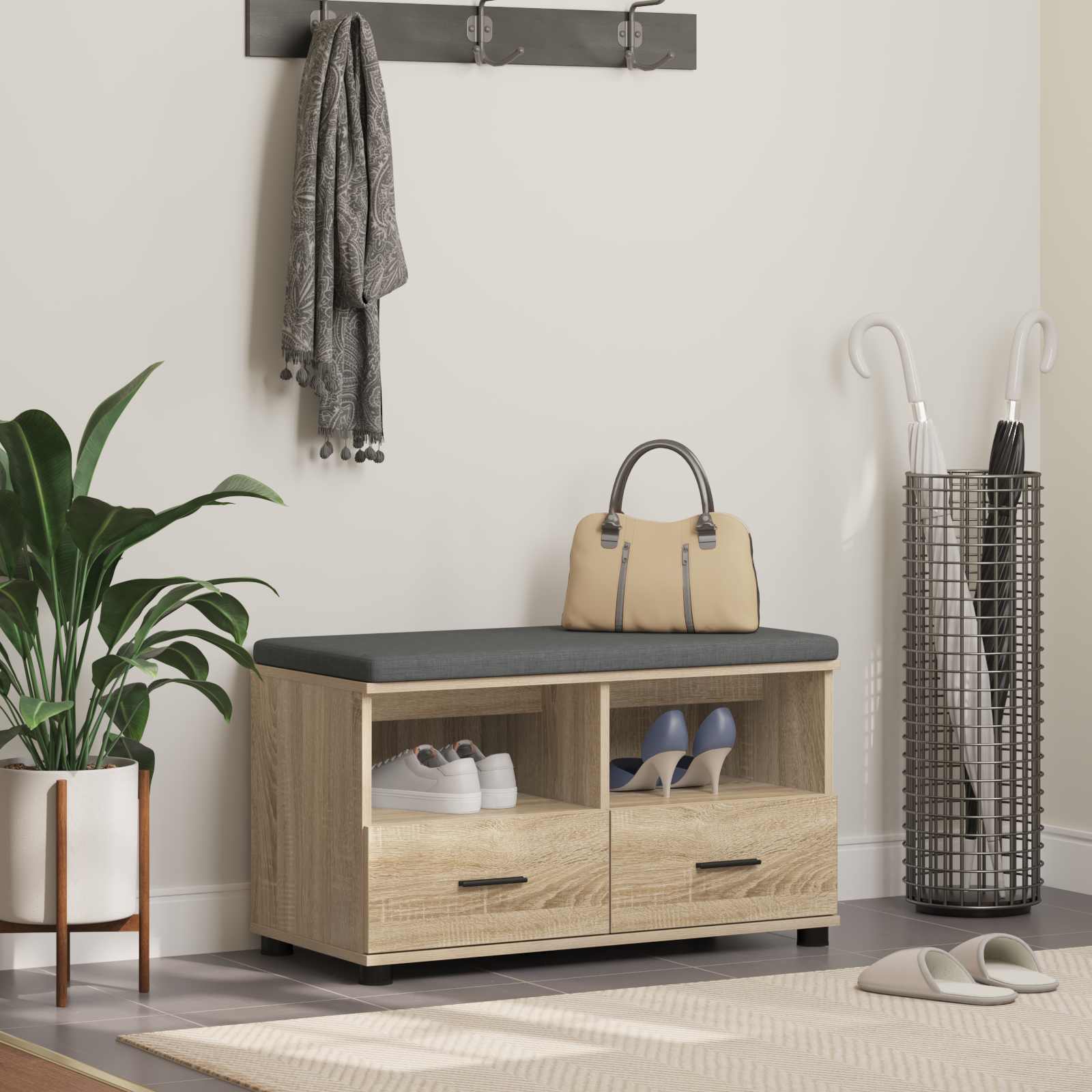 Halbank met kussen met lade Sonoma Eiken 80 x 38 x 46 cm is nu te koop bij PeponiXL, paradijselijk wonen!