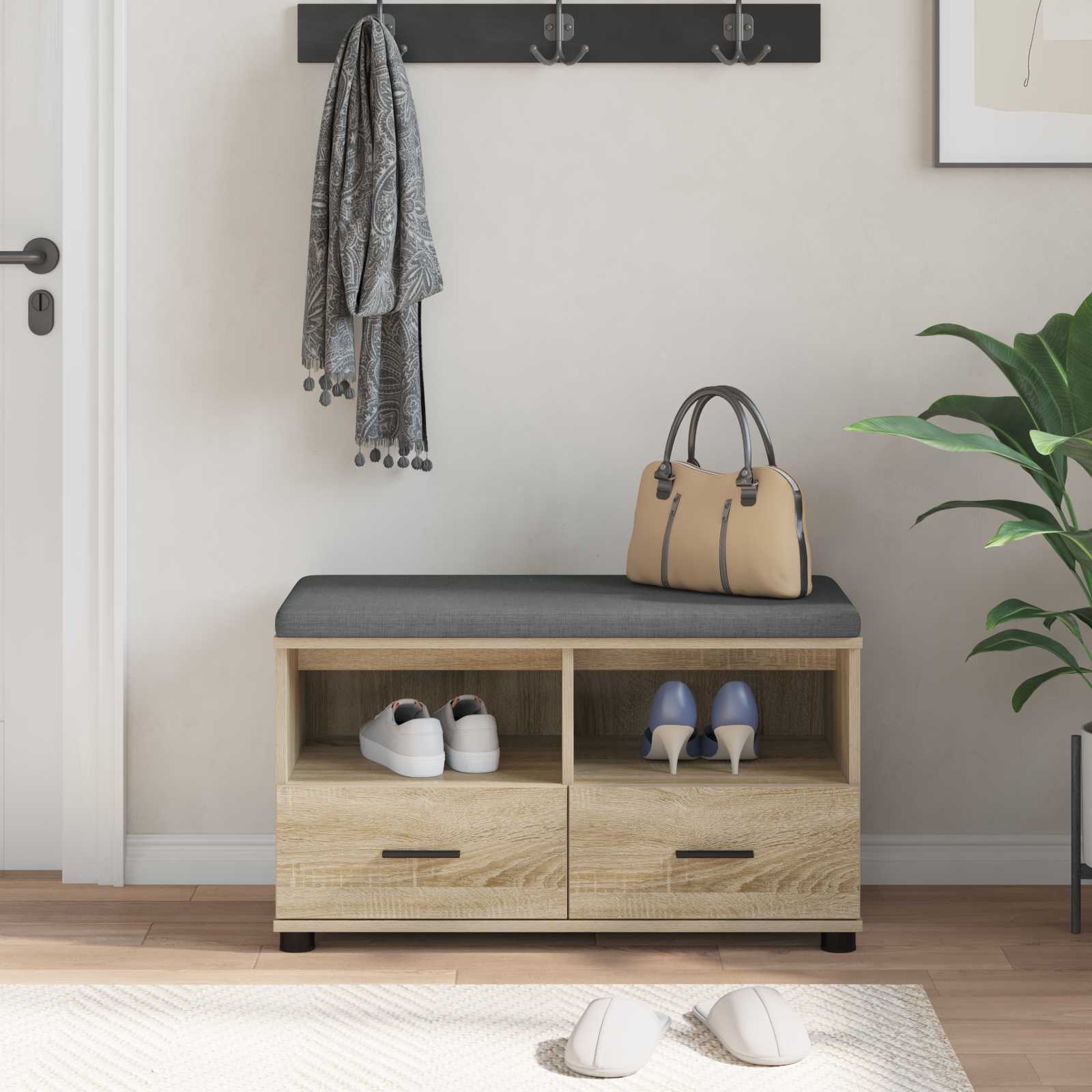 Halbank met kussen met lade Sonoma Eiken 80 x 38 x 46 cm is nu te koop bij PeponiXL, paradijselijk wonen!