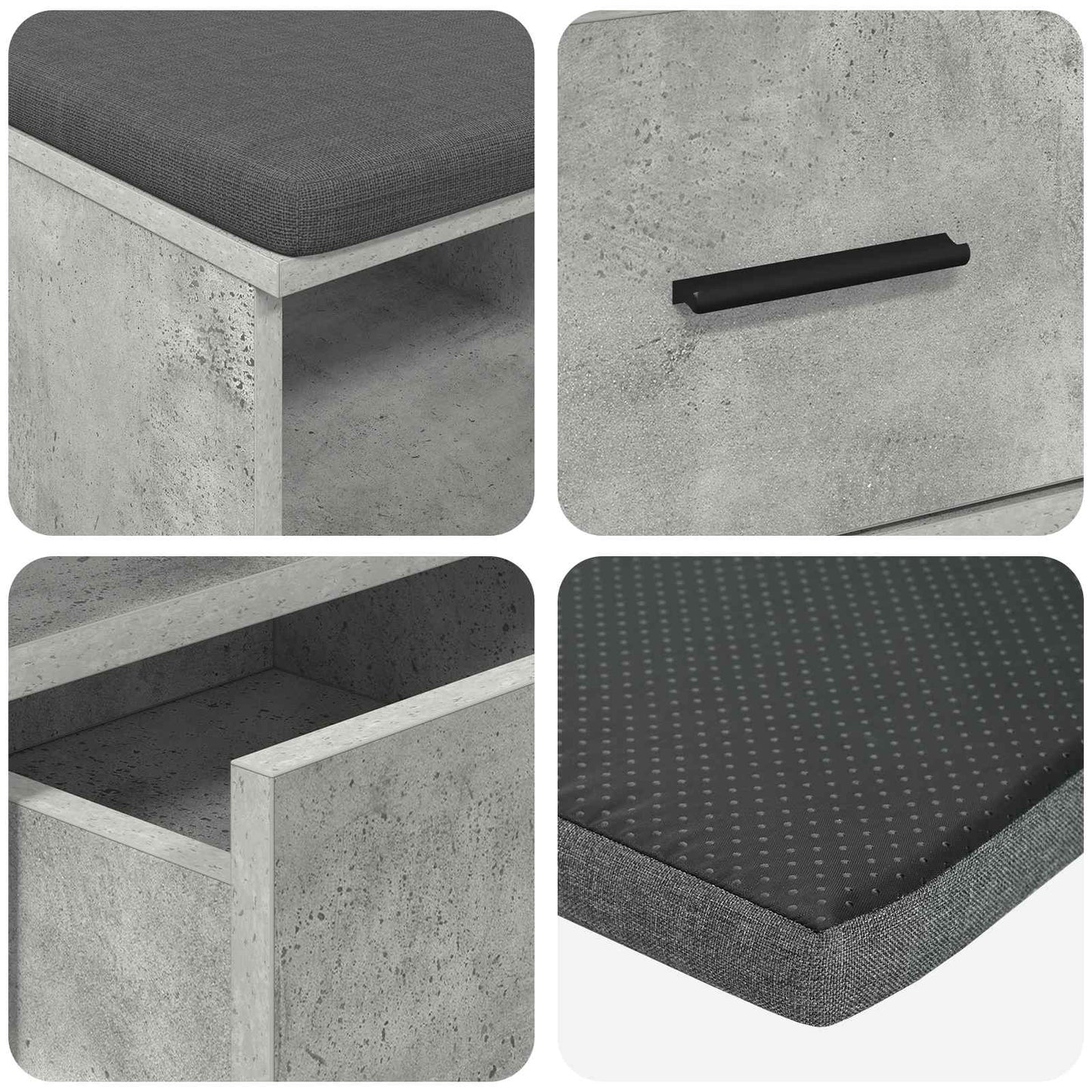 Halbank met kussen met lade Beton Grijs 80 x 38 x 46 cm is nu te koop bij PeponiXL, paradijselijk wonen!