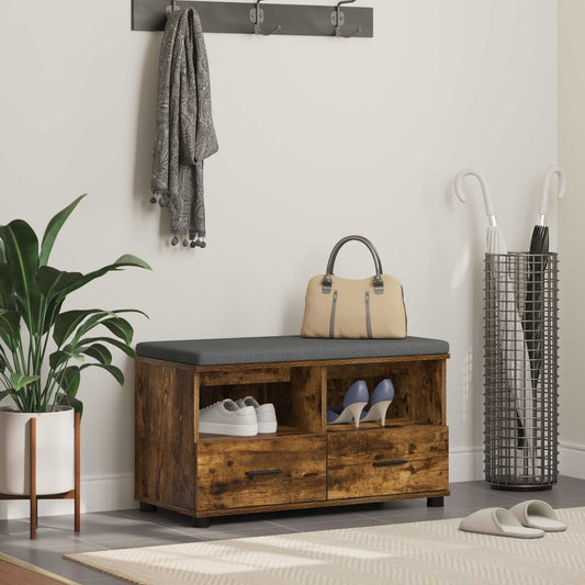 Halbank met kussen met lade Gerookte Eik 80 x 38 x 46 cm is nu te koop bij PeponiXL, paradijselijk wonen!