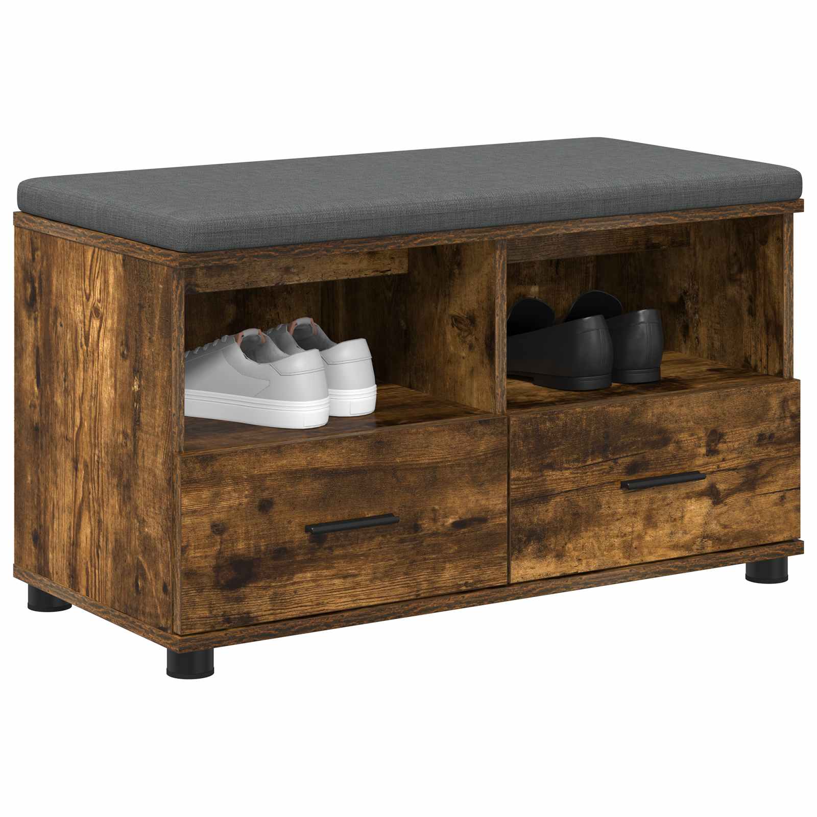 Halbank met kussen met lade Gerookte Eik 80 x 38 x 46 cm is nu te koop bij PeponiXL, paradijselijk wonen!