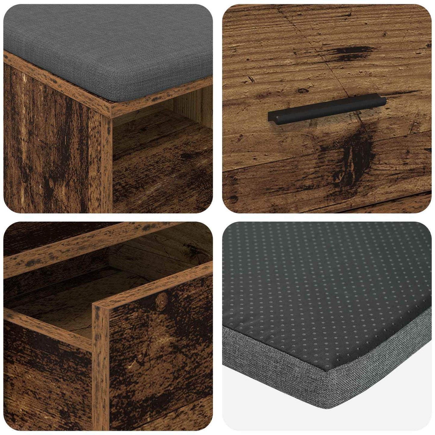 Halbank Oudhout 80 x 38 x 46 cm Geïndustrialiseerd hout en stof is nu te koop bij PeponiXL, paradijselijk wonen!