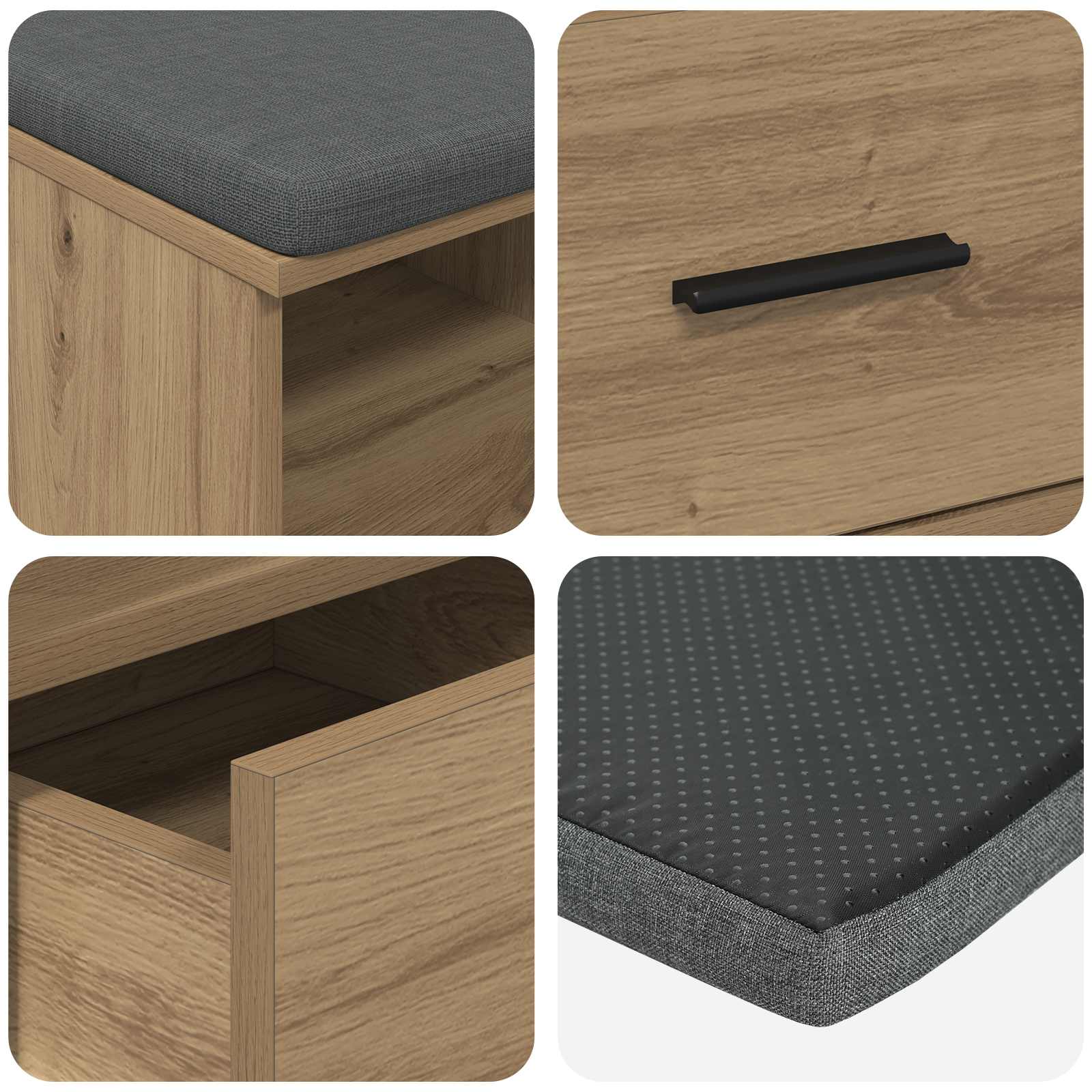 Halbank met kussen met lade Artisan Eik 80 x 38 x 46 cm is nu te koop bij PeponiXL, paradijselijk wonen!