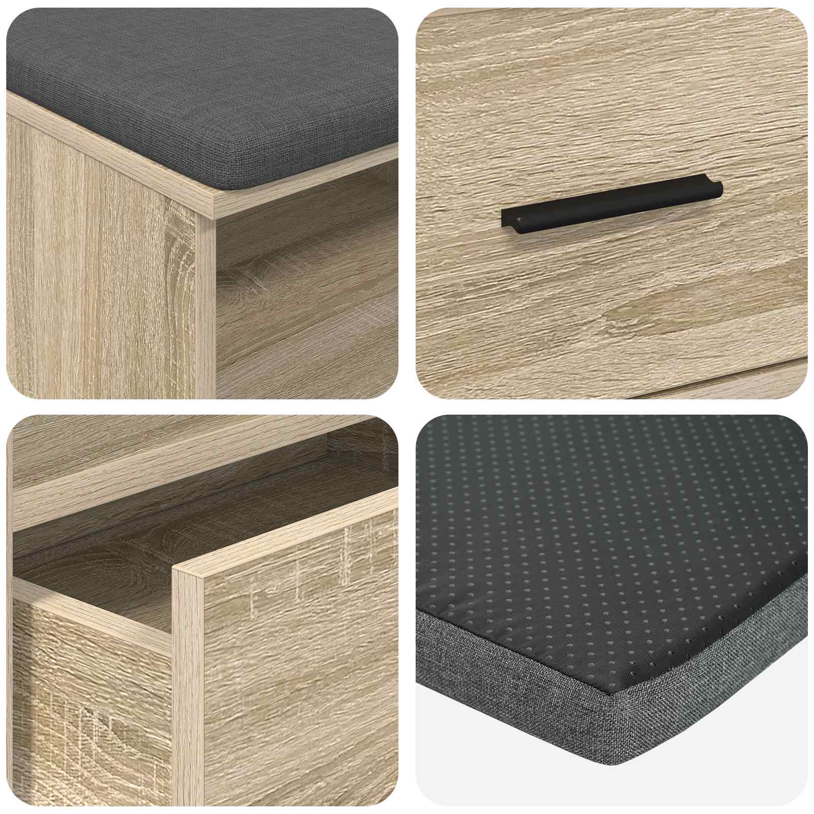 Halbank met kussen met lade Sonoma Eiken 100 x 38 x 46 cm is nu te koop bij PeponiXL, paradijselijk wonen!
