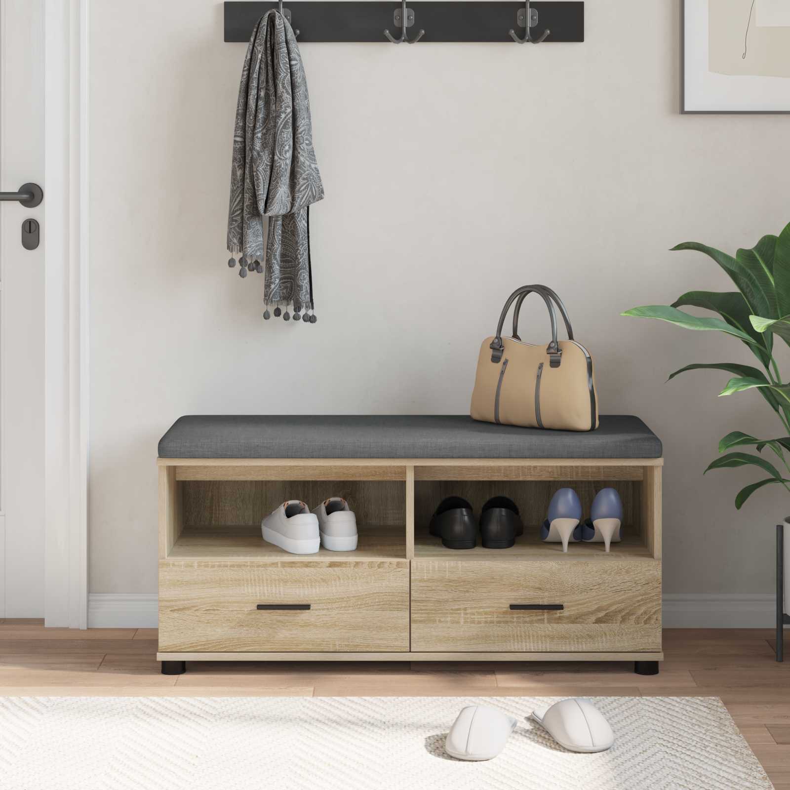 Halbank met kussen met lade Sonoma Eiken 100 x 38 x 46 cm is nu te koop bij PeponiXL, paradijselijk wonen!