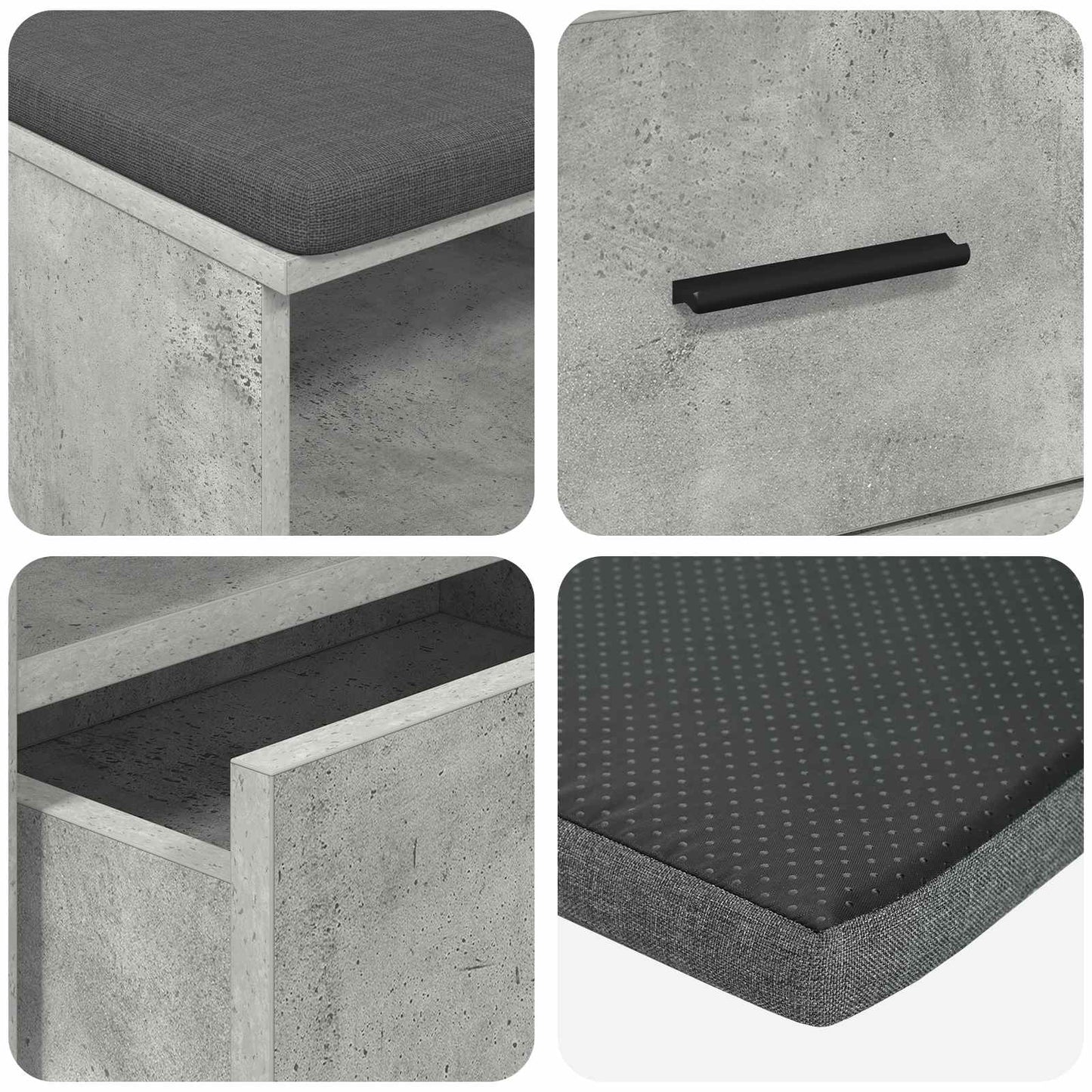 Halbank met kussen met lade Beton Grijs 100 x 38 x 46 cm is nu te koop bij PeponiXL, paradijselijk wonen!