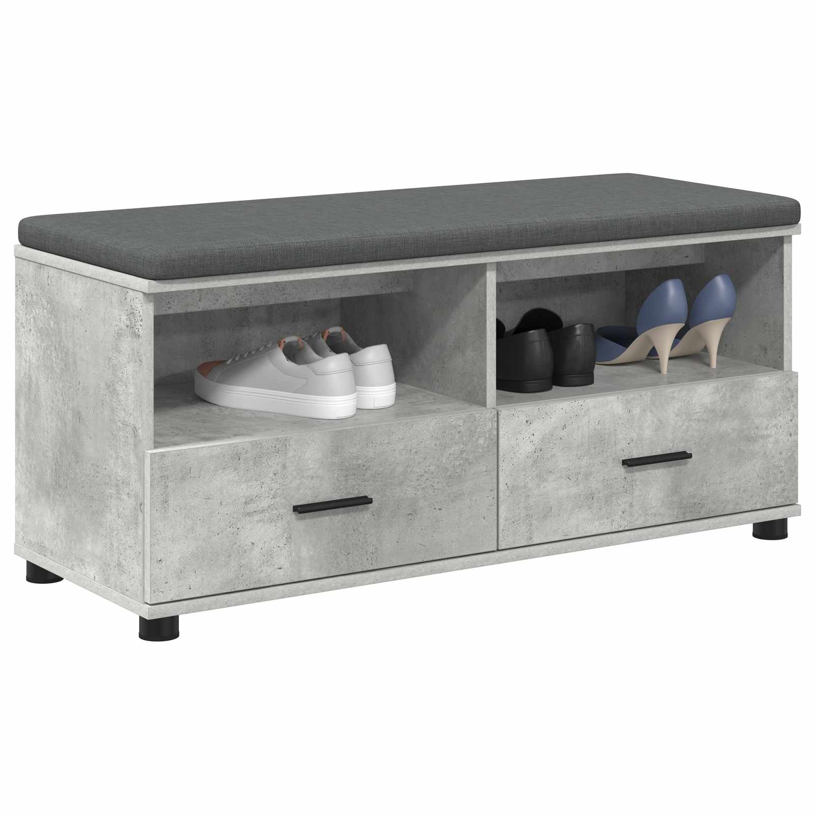 Halbank met kussen met lade Beton Grijs 100 x 38 x 46 cm is nu te koop bij PeponiXL, paradijselijk wonen!