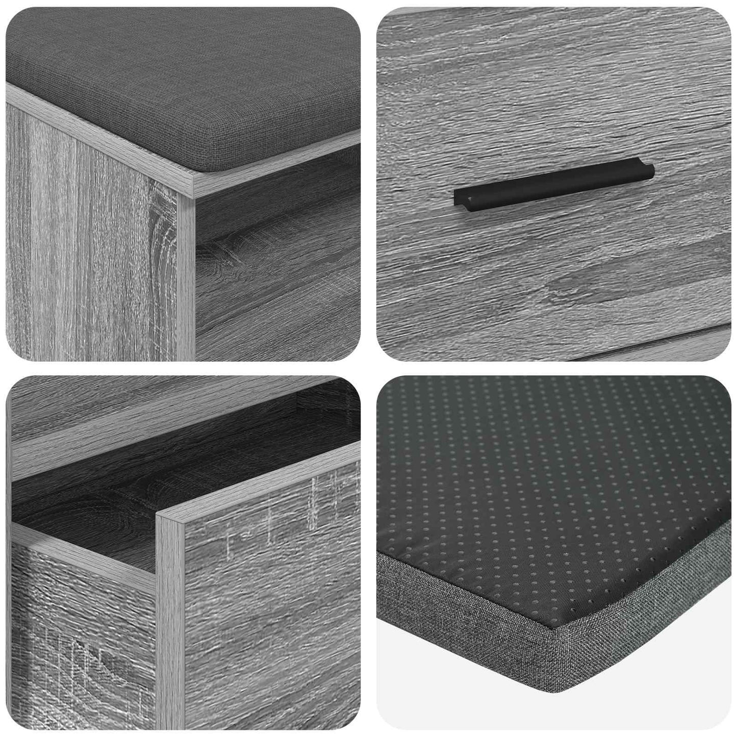 Halbank met kussen met lade Grijze Sonoma 100 x 38 x 46 cm is nu te koop bij PeponiXL, paradijselijk wonen!