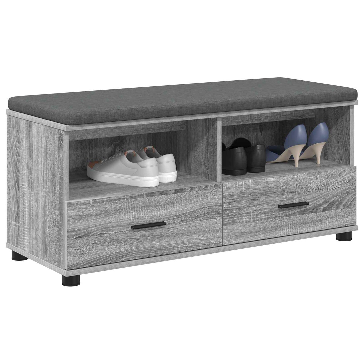 Halbank met kussen met lade Grijze Sonoma 100 x 38 x 46 cm is nu te koop bij PeponiXL, paradijselijk wonen!