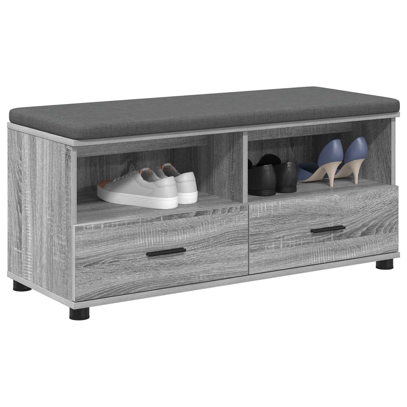 Halbank met kussen met lade Grijze Sonoma 100 x 38 x 46 cm is nu te koop bij PeponiXL, paradijselijk wonen!