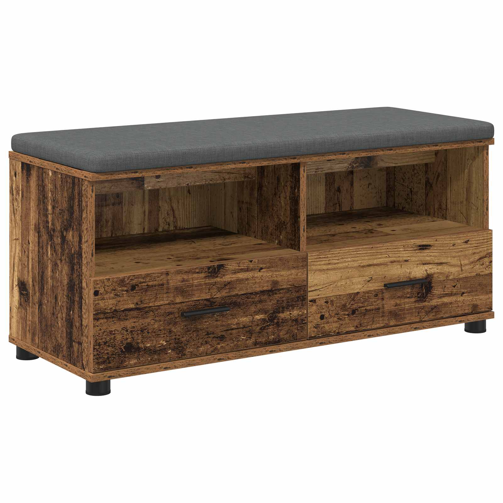 Halbank met kussen met lade met plank Oudhout 100 x 38 x 46 cm is nu te koop bij PeponiXL, paradijselijk wonen!