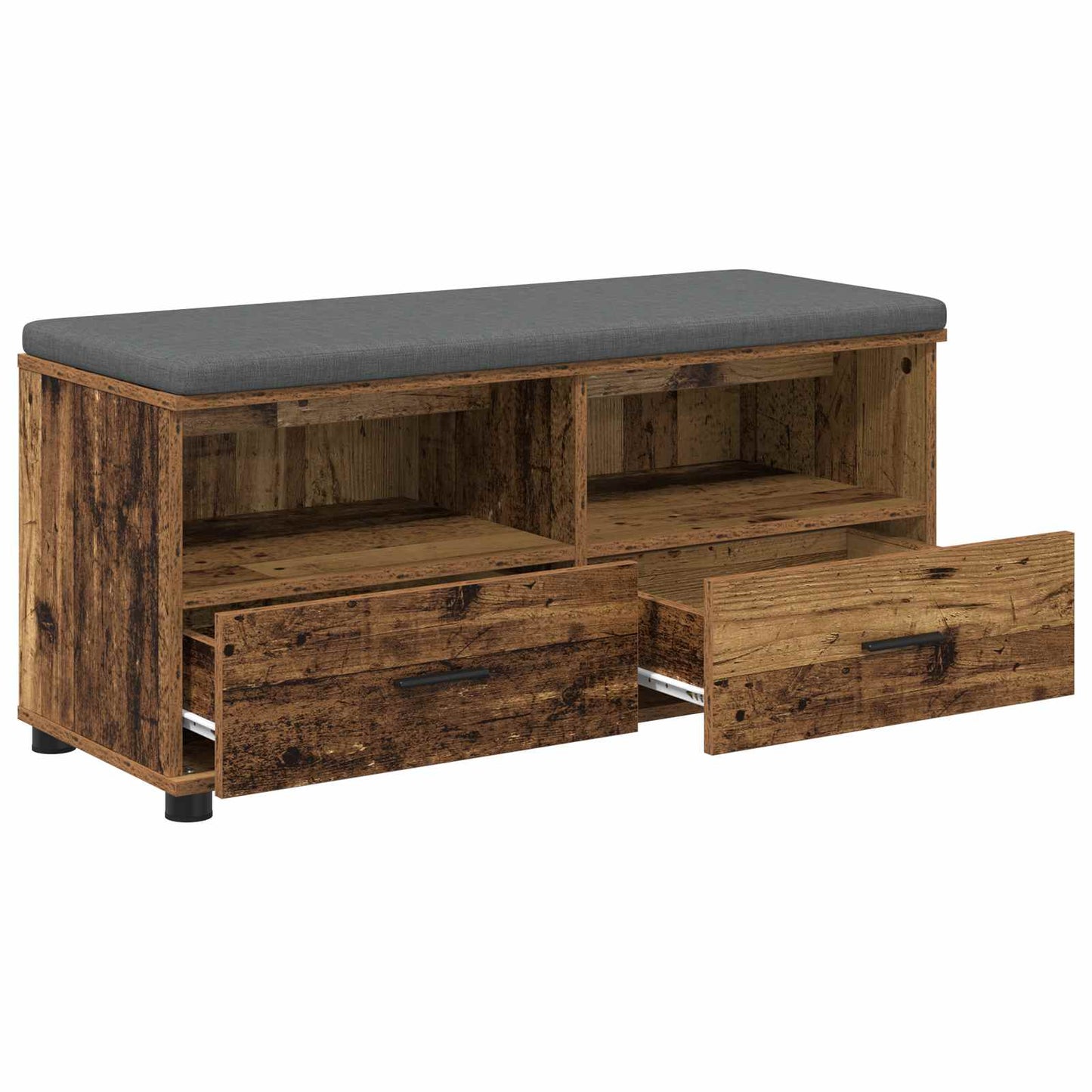 Halbank met kussen met lade met plank Oudhout 100 x 38 x 46 cm is nu te koop bij PeponiXL, paradijselijk wonen!