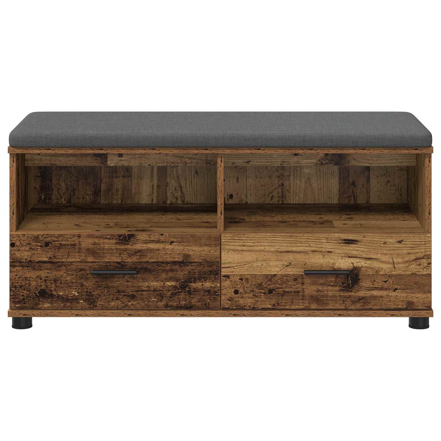 Halbank met kussen met lade met plank Oudhout 100 x 38 x 46 cm is nu te koop bij PeponiXL, paradijselijk wonen!
