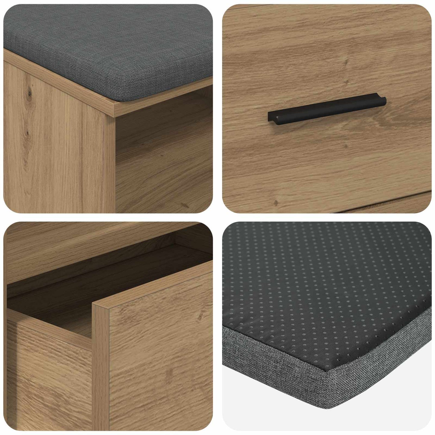 Halbank met kussen met lade Artisan Eik 100 x 38 x 46 cm is nu te koop bij PeponiXL, paradijselijk wonen!