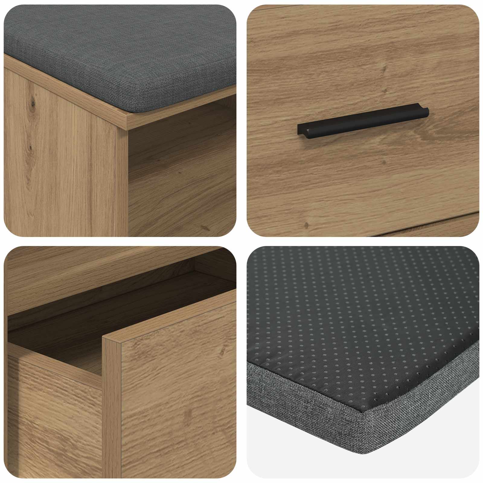 Halbank met kussen met lade Artisan Eik 100 x 38 x 46 cm is nu te koop bij PeponiXL, paradijselijk wonen!