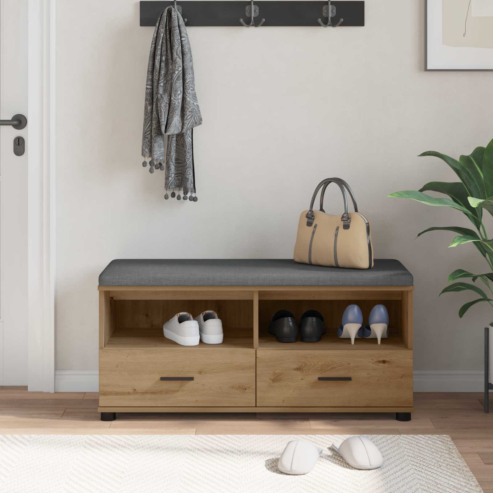 Halbank met kussen met lade Artisan Eik 100 x 38 x 46 cm is nu te koop bij PeponiXL, paradijselijk wonen!