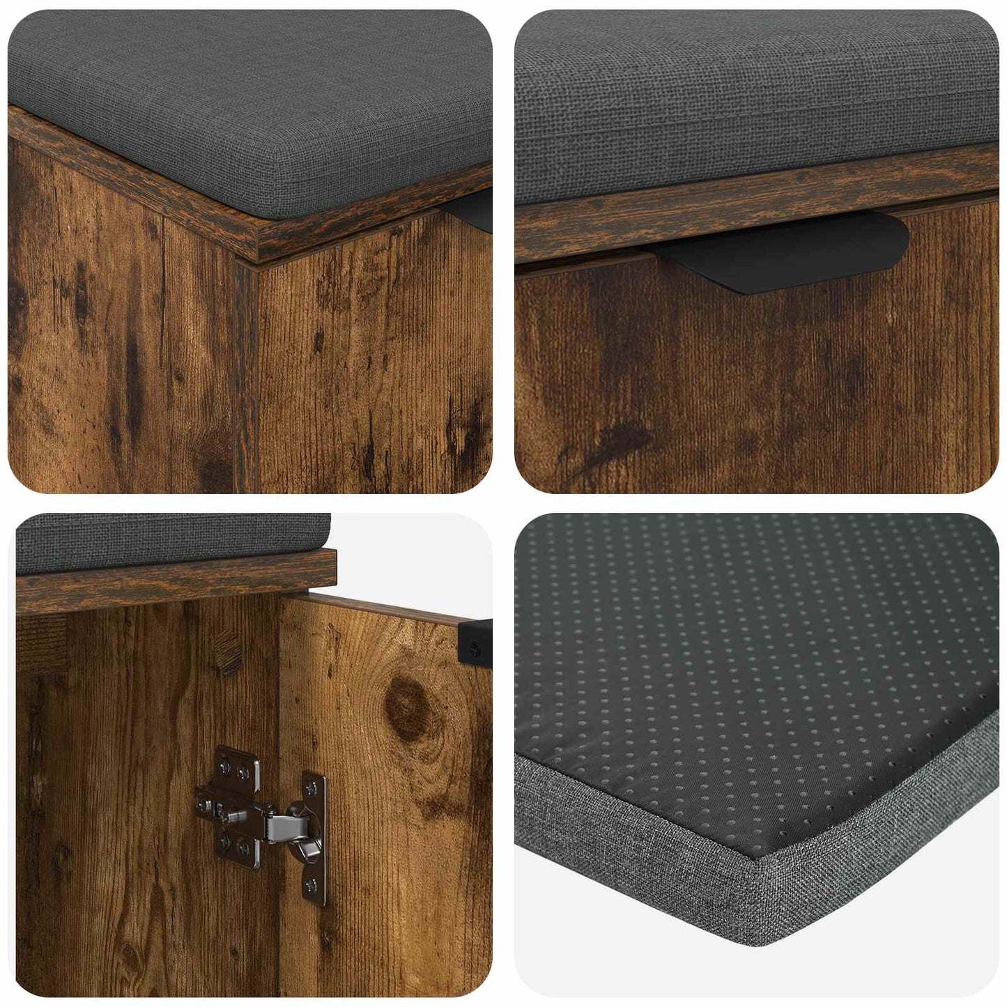 Halbank met kussen met plank Gerookte Eik 60 x 38 x 46 cm is nu te koop bij PeponiXL, paradijselijk wonen!
