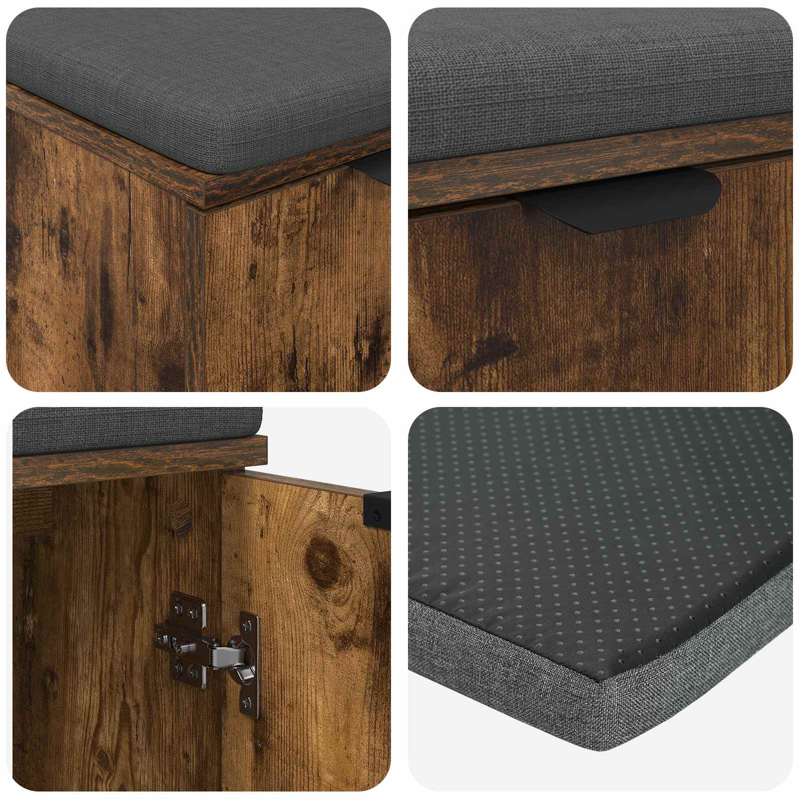 Halbank met kussen met plank Gerookte Eik 60 x 38 x 46 cm is nu te koop bij PeponiXL, paradijselijk wonen!