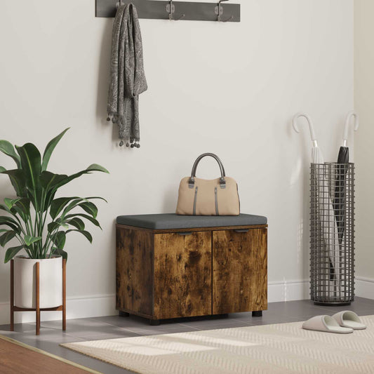 Halbank met kussen met plank Gerookte Eik 60 x 38 x 46 cm is nu te koop bij PeponiXL, paradijselijk wonen!