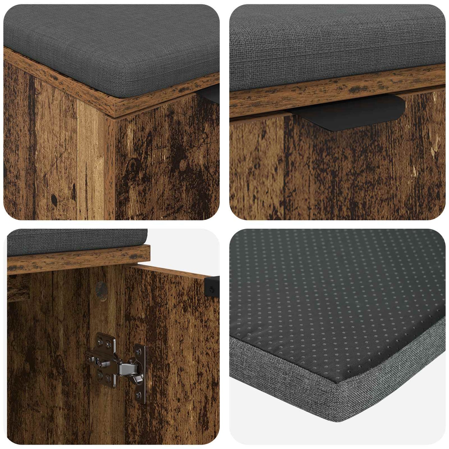Halbank Oudhout 60 x 38 x 46 cm Geïndustrialiseerd hout en stof is nu te koop bij PeponiXL, paradijselijk wonen!