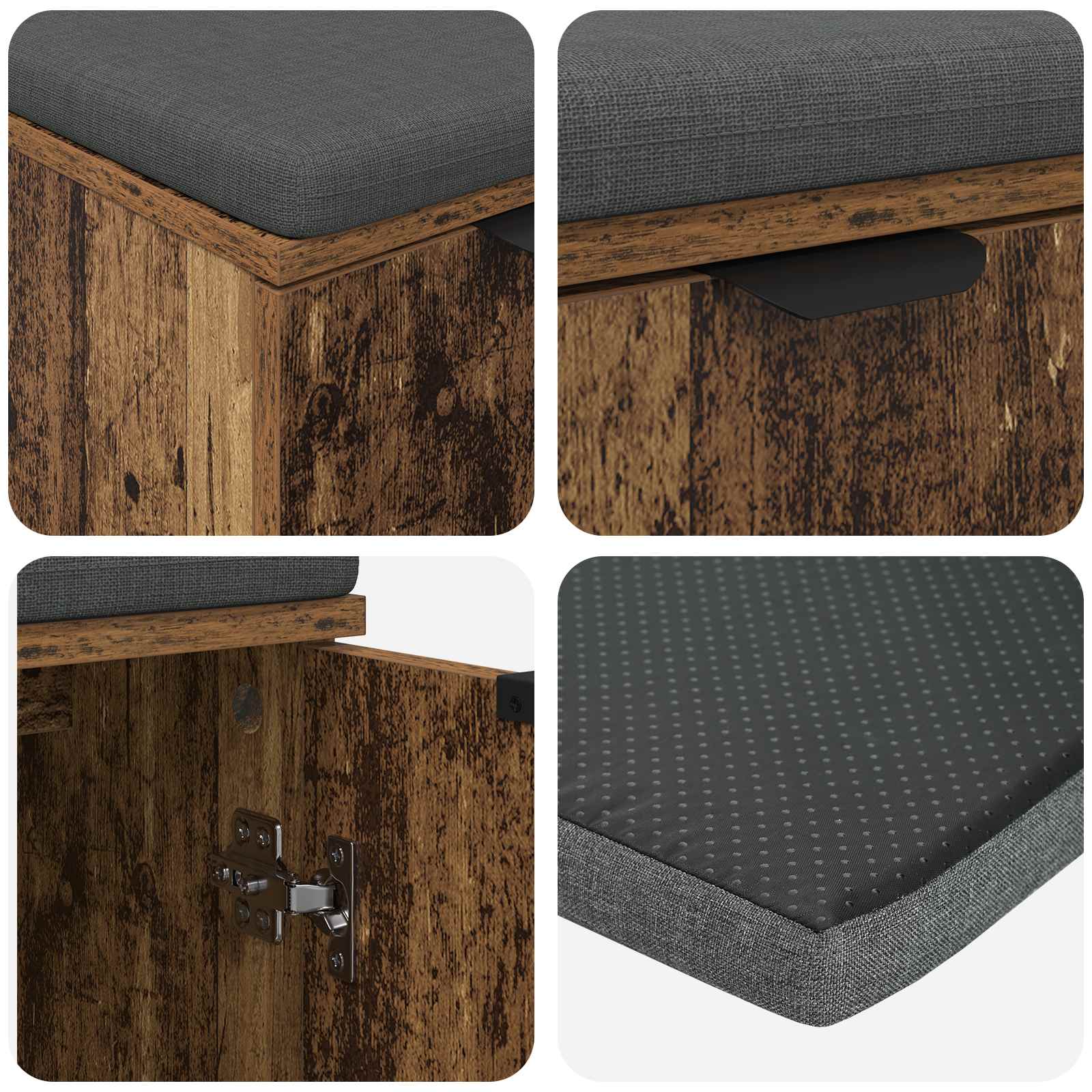 Halbank Oudhout 60 x 38 x 46 cm Geïndustrialiseerd hout en stof is nu te koop bij PeponiXL, paradijselijk wonen!