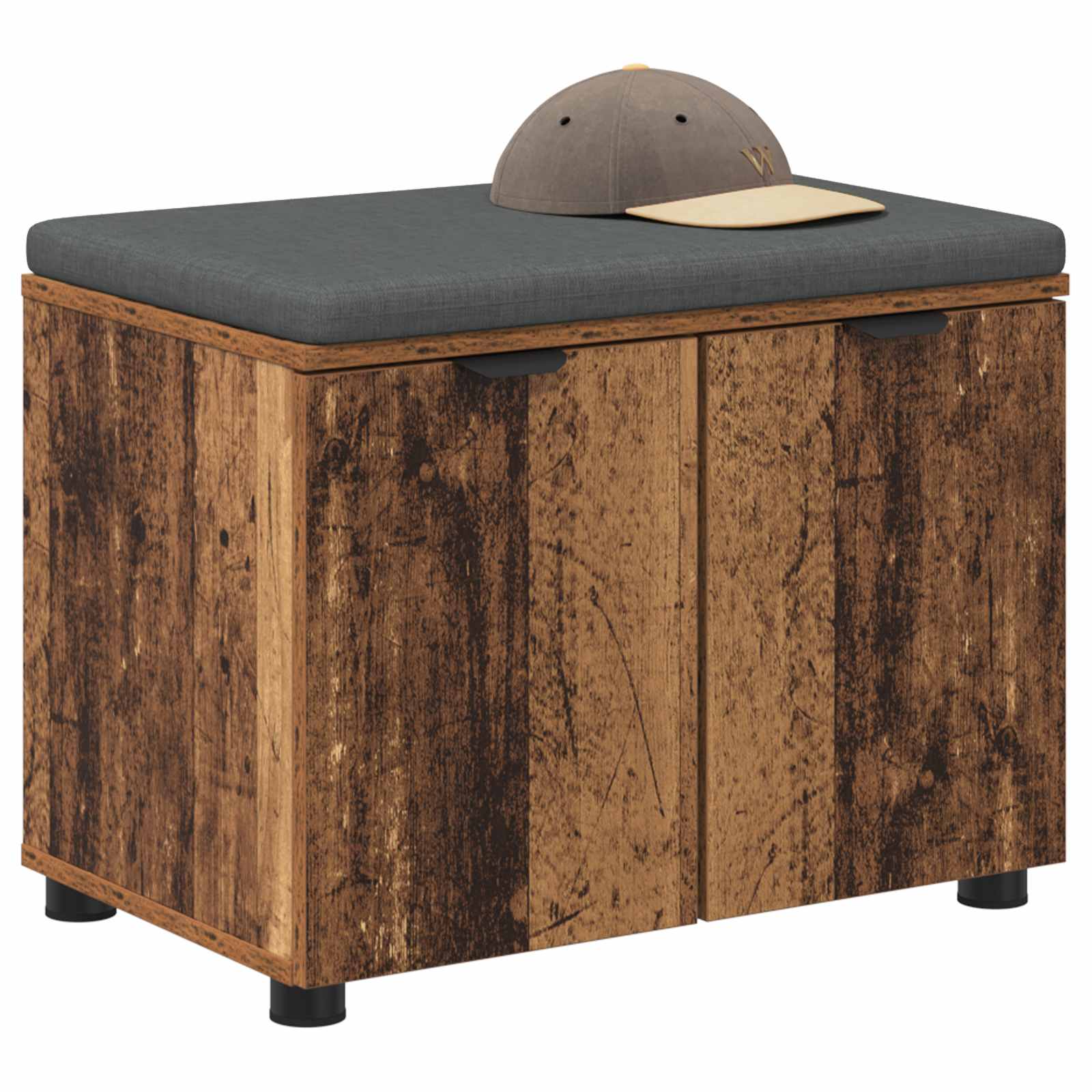 Halbank Oudhout 60 x 38 x 46 cm Geïndustrialiseerd hout en stof is nu te koop bij PeponiXL, paradijselijk wonen!