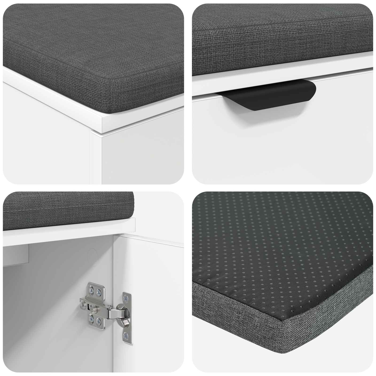 Halbank met kussen met opslag met de deur Wit 80 x 46 x 46 cm is nu te koop bij PeponiXL, paradijselijk wonen!