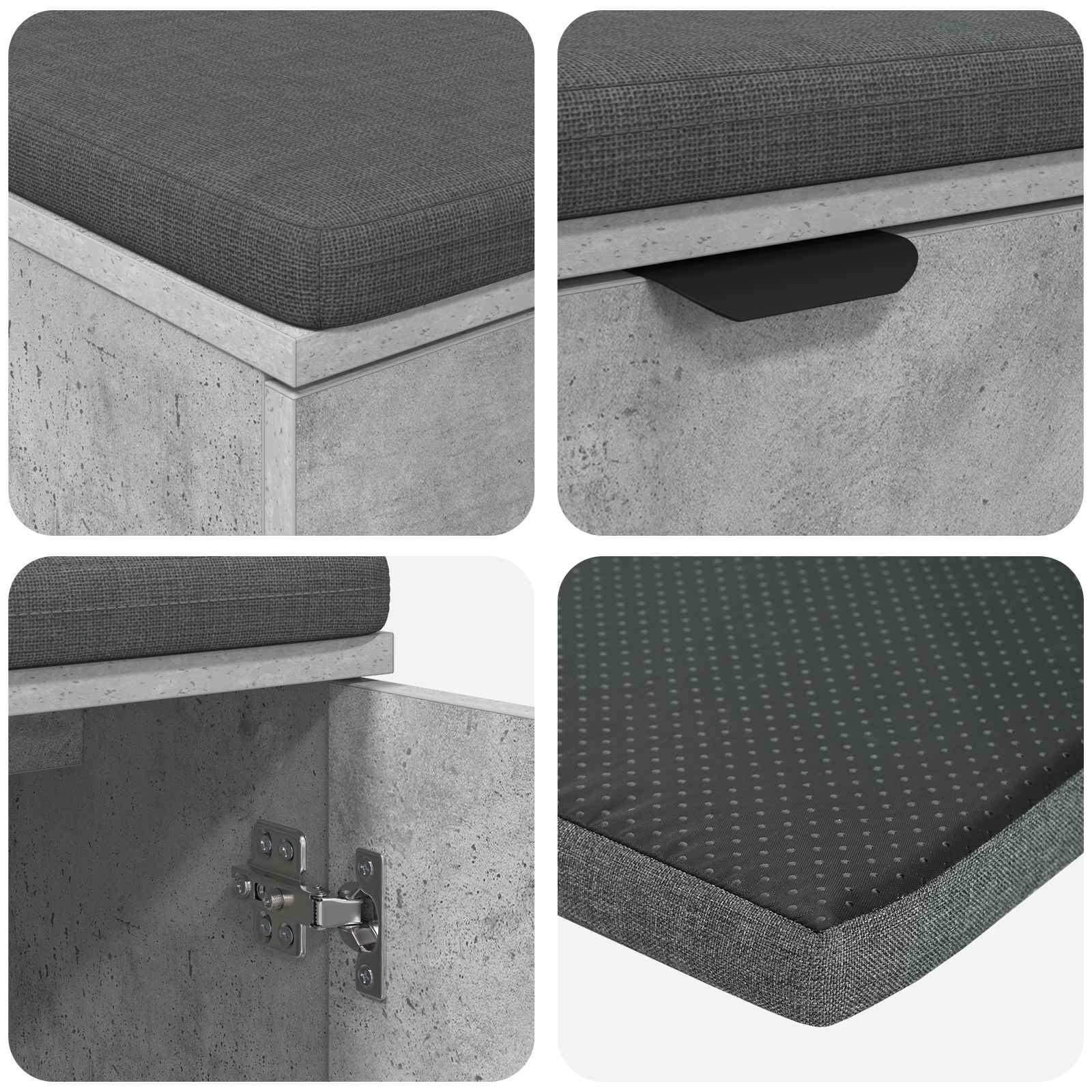 Halbank met kussen met plank Beton Grijs 80 x 38 x 46 cm is nu te koop bij PeponiXL, paradijselijk wonen!