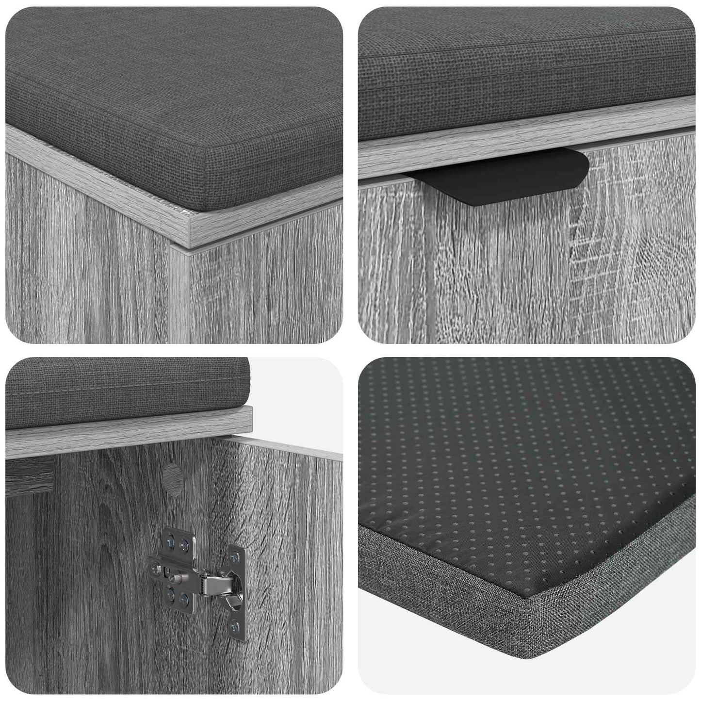 Halbank met kussen met plank Grijze Sonoma 80 x 38 x 46 cm is nu te koop bij PeponiXL, paradijselijk wonen!