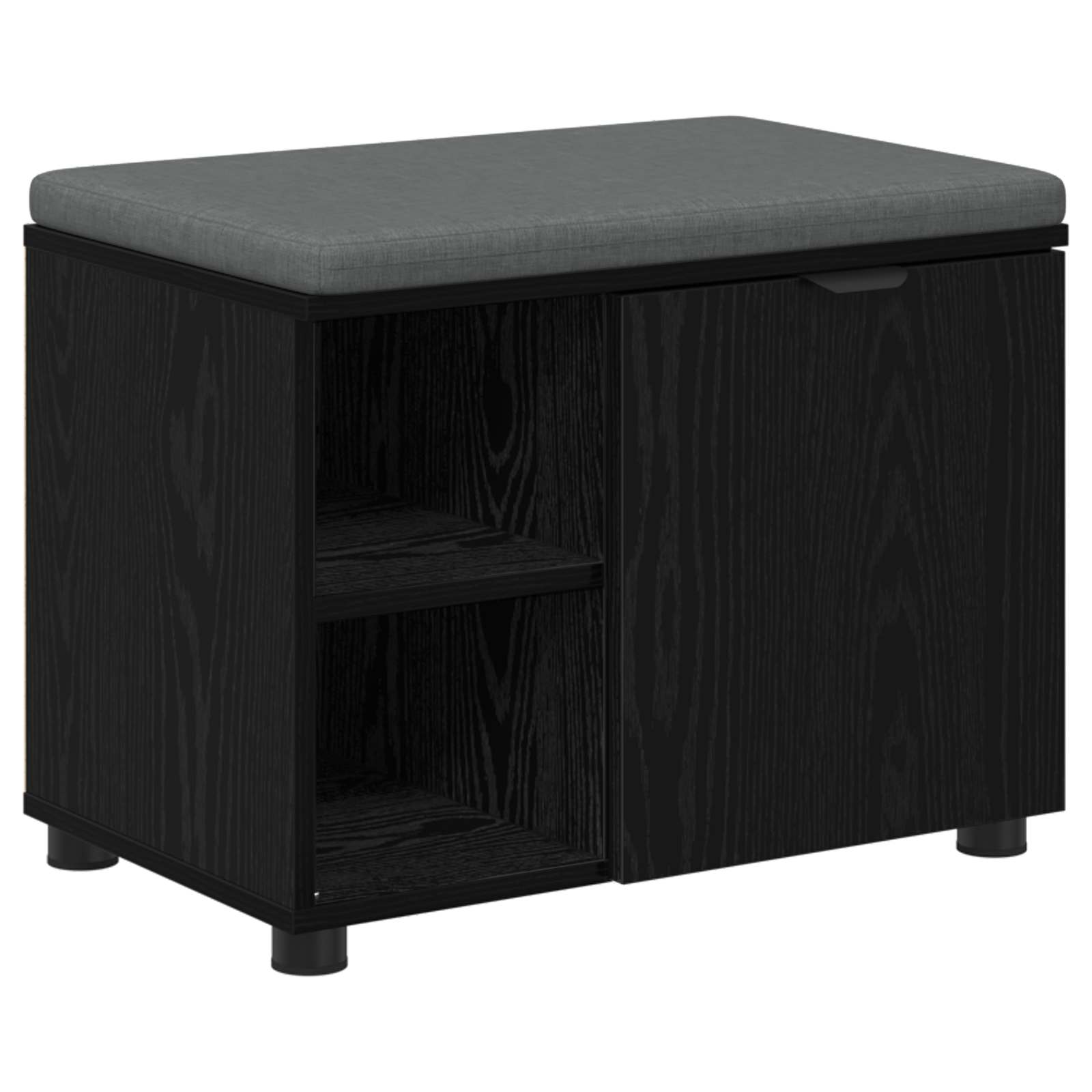 Halbank met kussen met plank Zwarte Eik 60 x 38 x 46 cm is nu te koop bij PeponiXL, paradijselijk wonen!