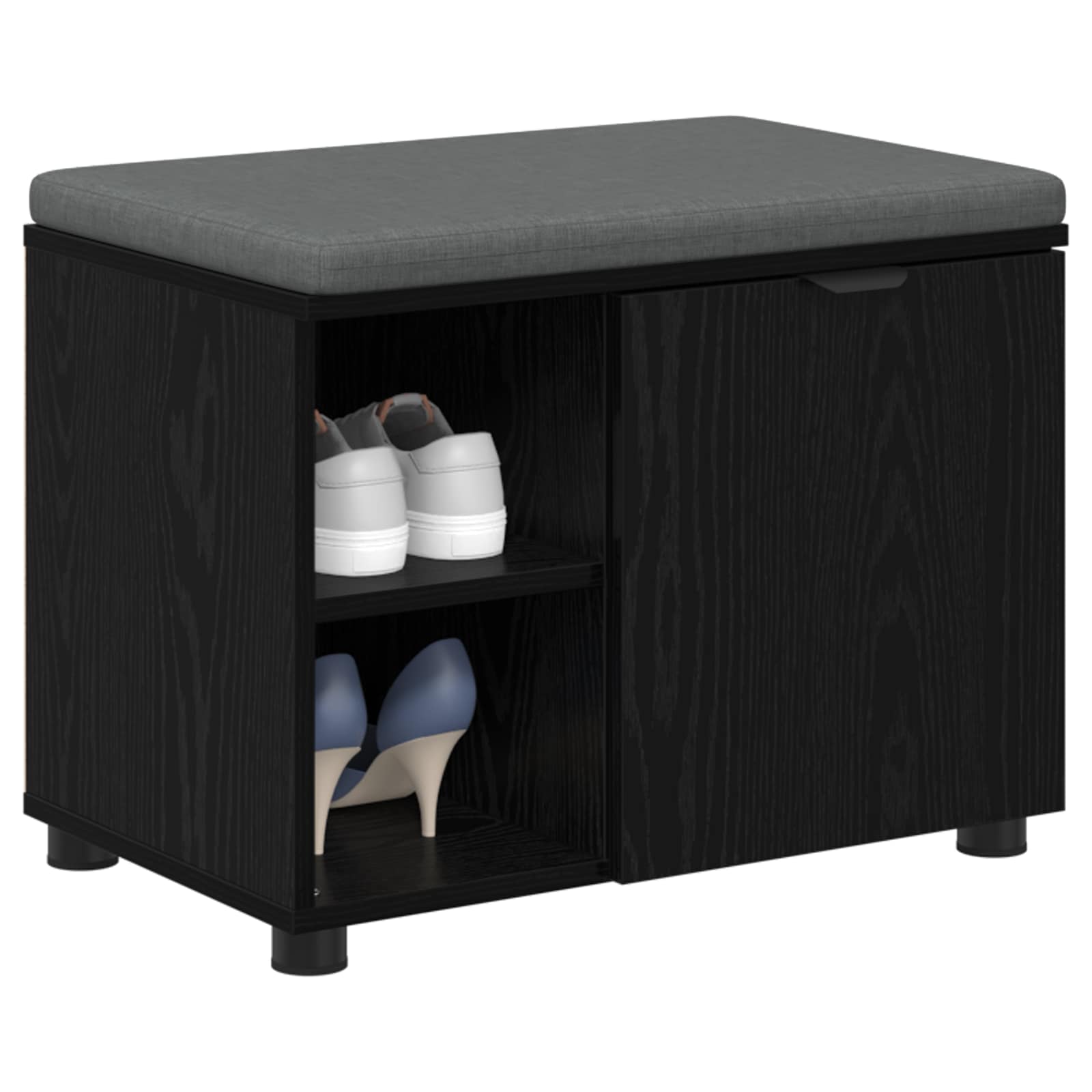 Halbank met kussen met plank Zwarte Eik 60 x 38 x 46 cm is nu te koop bij PeponiXL, paradijselijk wonen!