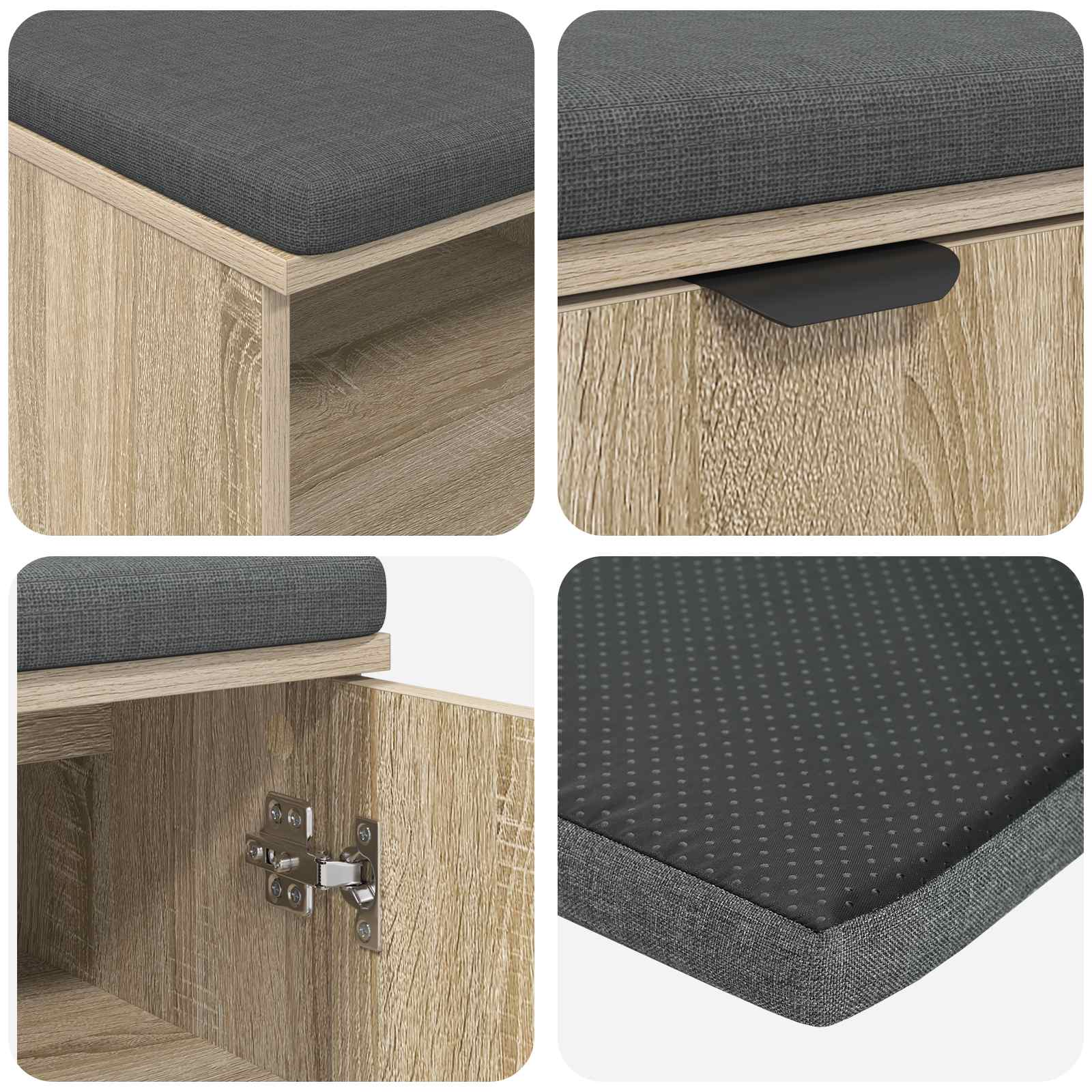 Halbank met kussen met plank Sonoma Eiken 60 x 38 x 46 cm is nu te koop bij PeponiXL, paradijselijk wonen!