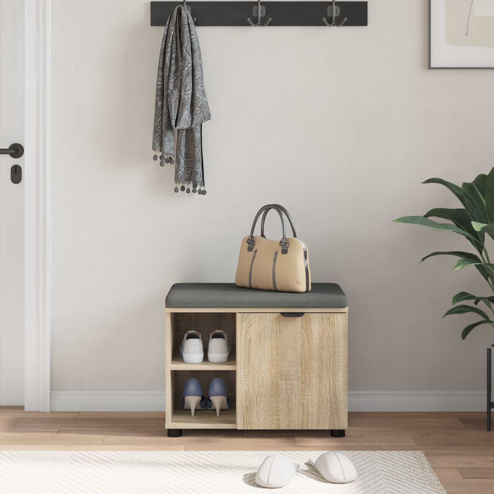 Halbank met kussen met plank Sonoma Eiken 60 x 38 x 46 cm is nu te koop bij PeponiXL, paradijselijk wonen!