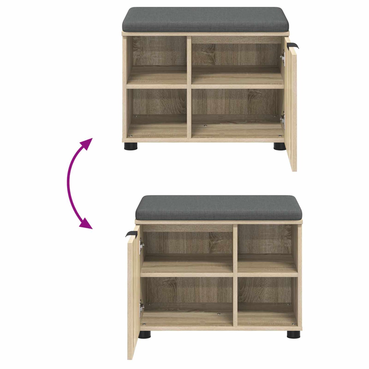 Halbank met kussen met plank Sonoma Eiken 60 x 38 x 46 cm is nu te koop bij PeponiXL, paradijselijk wonen!