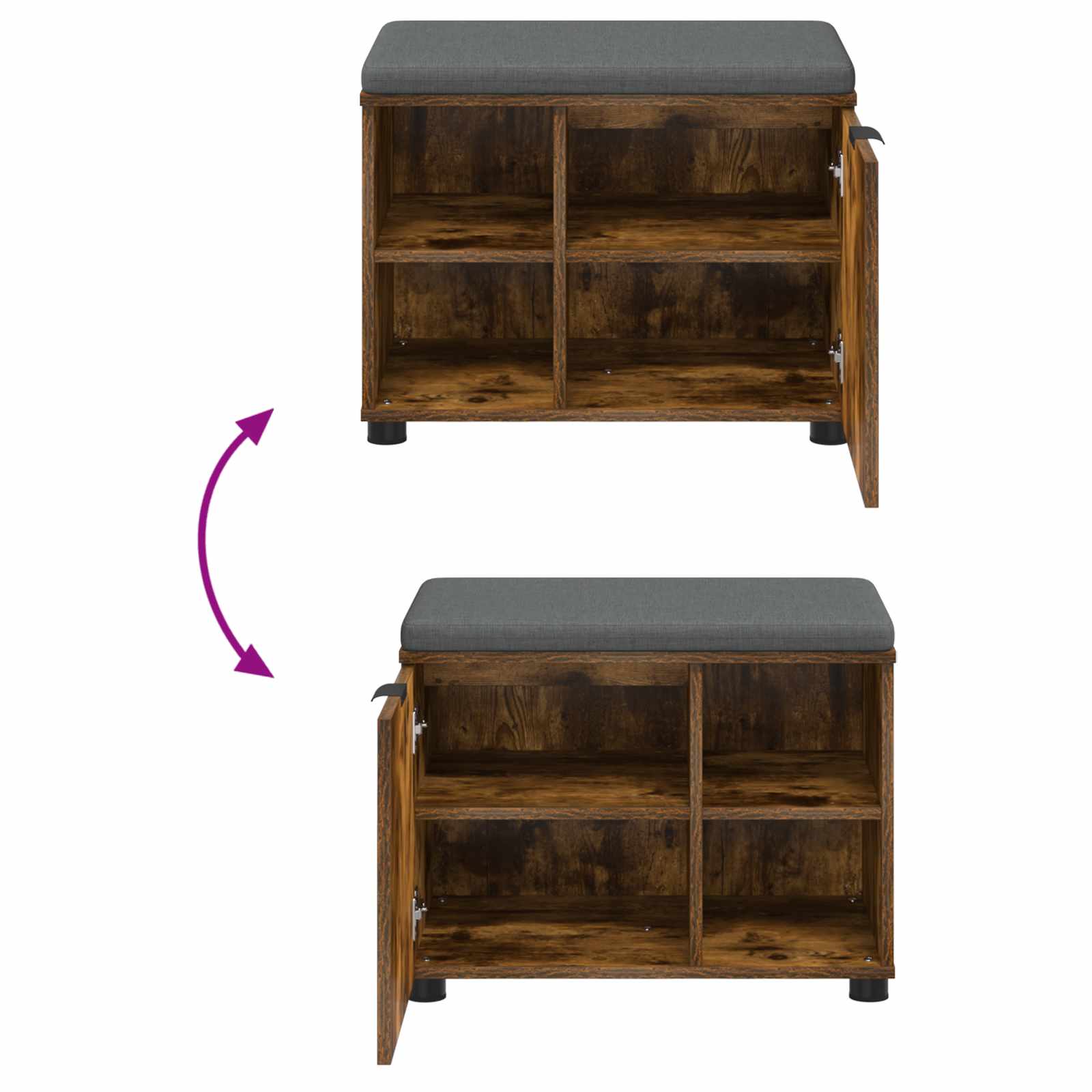 Halbank met kussen met plank Gerookte Eik 60 x 38 x 46 cm is nu te koop bij PeponiXL, paradijselijk wonen!