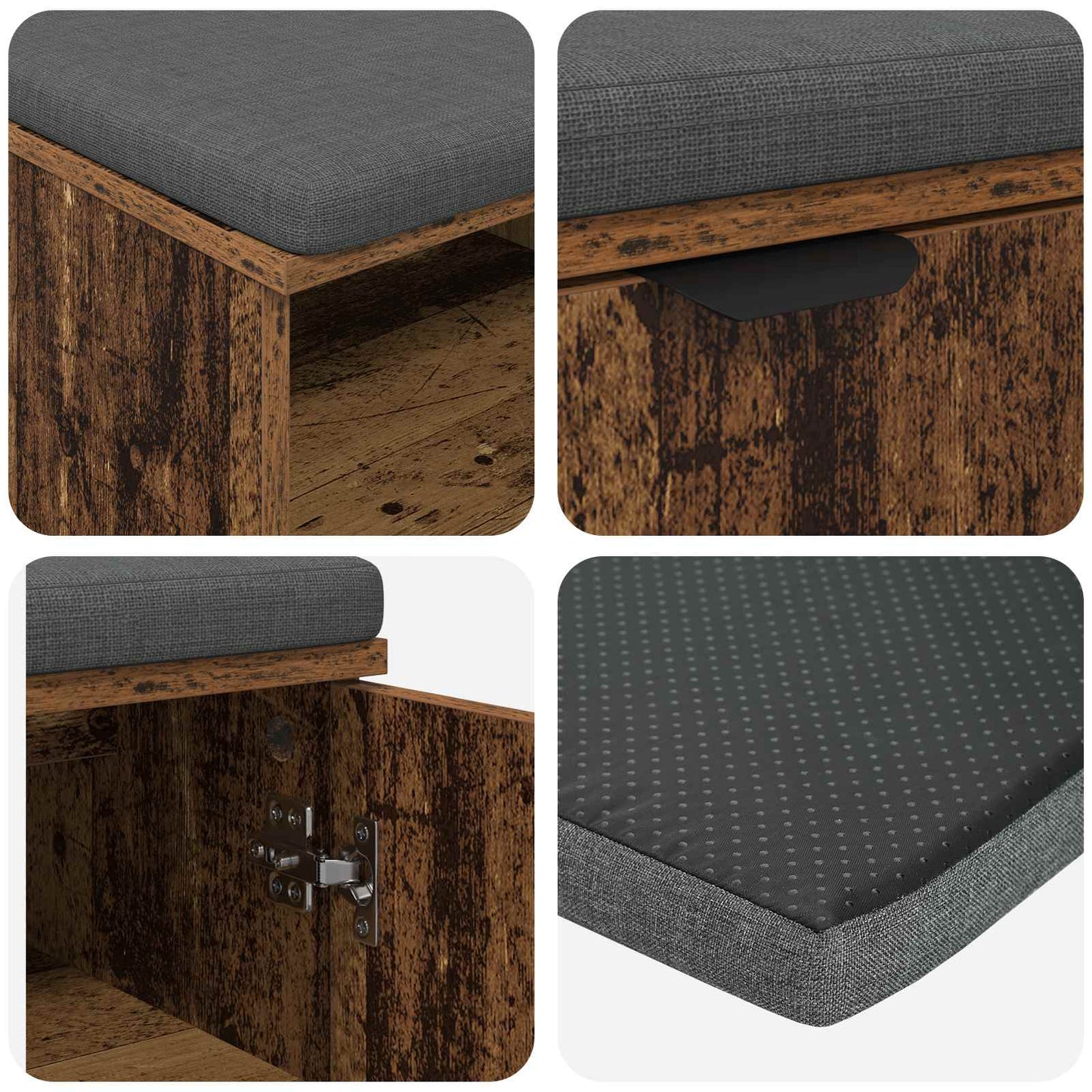Halbank Oudhout 60 x 38 x 46 cm Geïndustrialiseerd hout en stof is nu te koop bij PeponiXL, paradijselijk wonen!