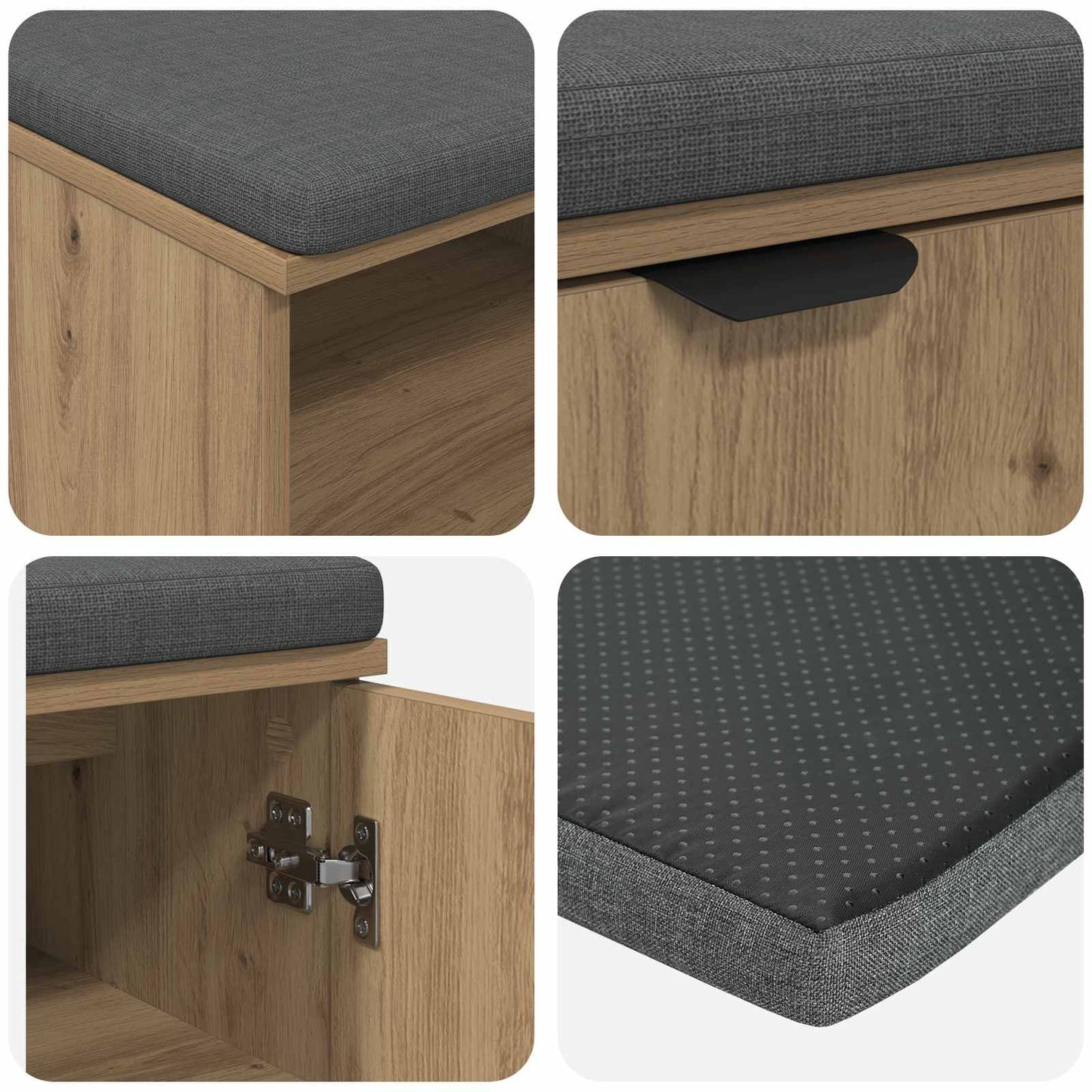 Halbank met kussen met plank Artisan Eik 60 x 38 x 46 cm is nu te koop bij PeponiXL, paradijselijk wonen!